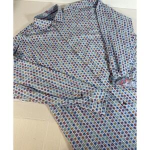 Luchiano‎ Visconti Mens Long Sleeve Button Down Shirt 2XLT Gingham Floral Print